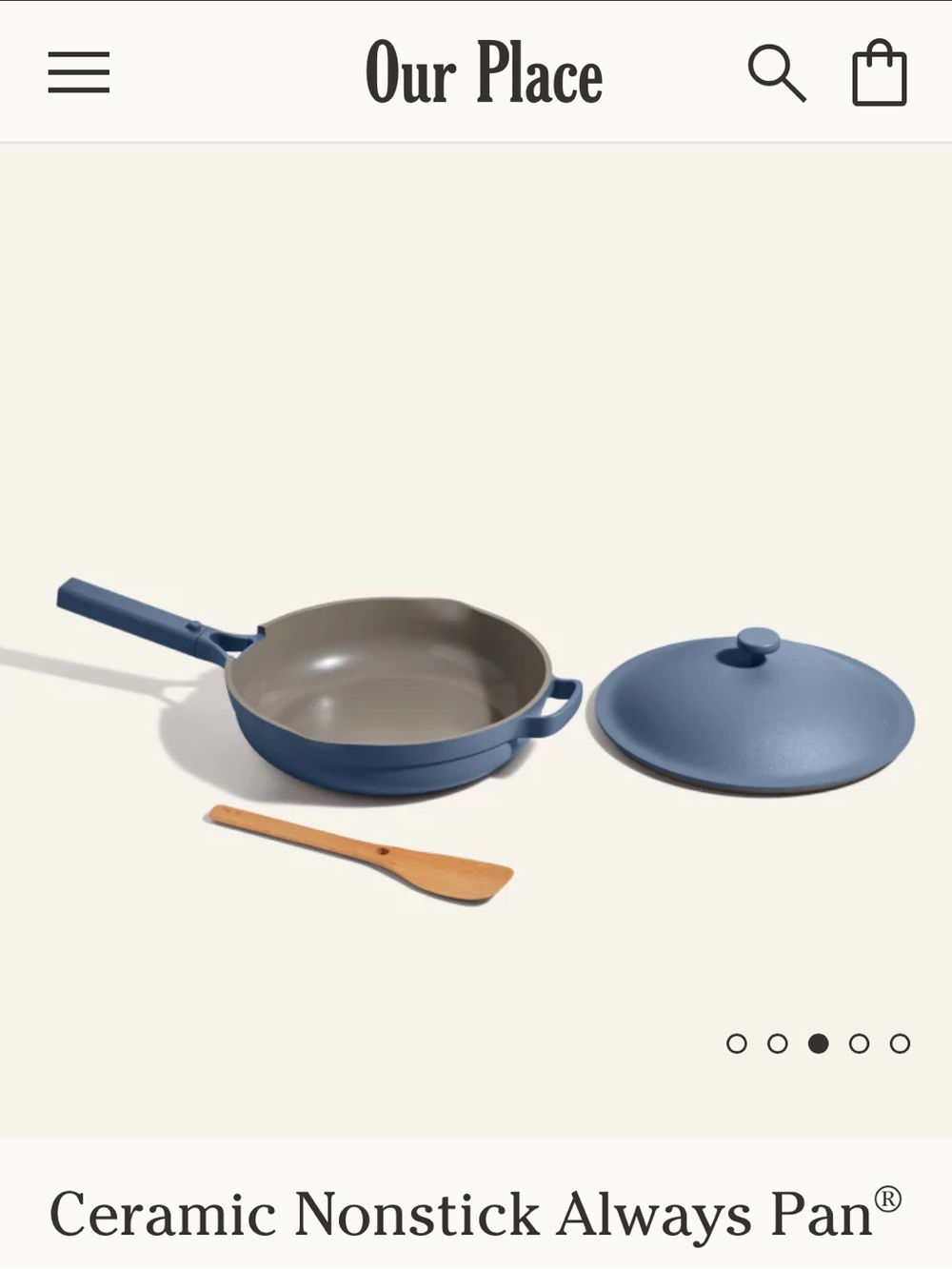 Our Place Navy Blue Nonstick Frying Pan with Stainless Steel Strainer Insert